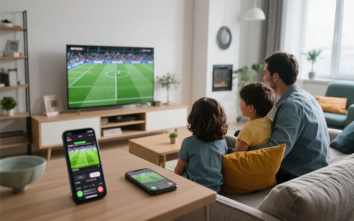 大屏与手机多端观看世界杯直播示意图