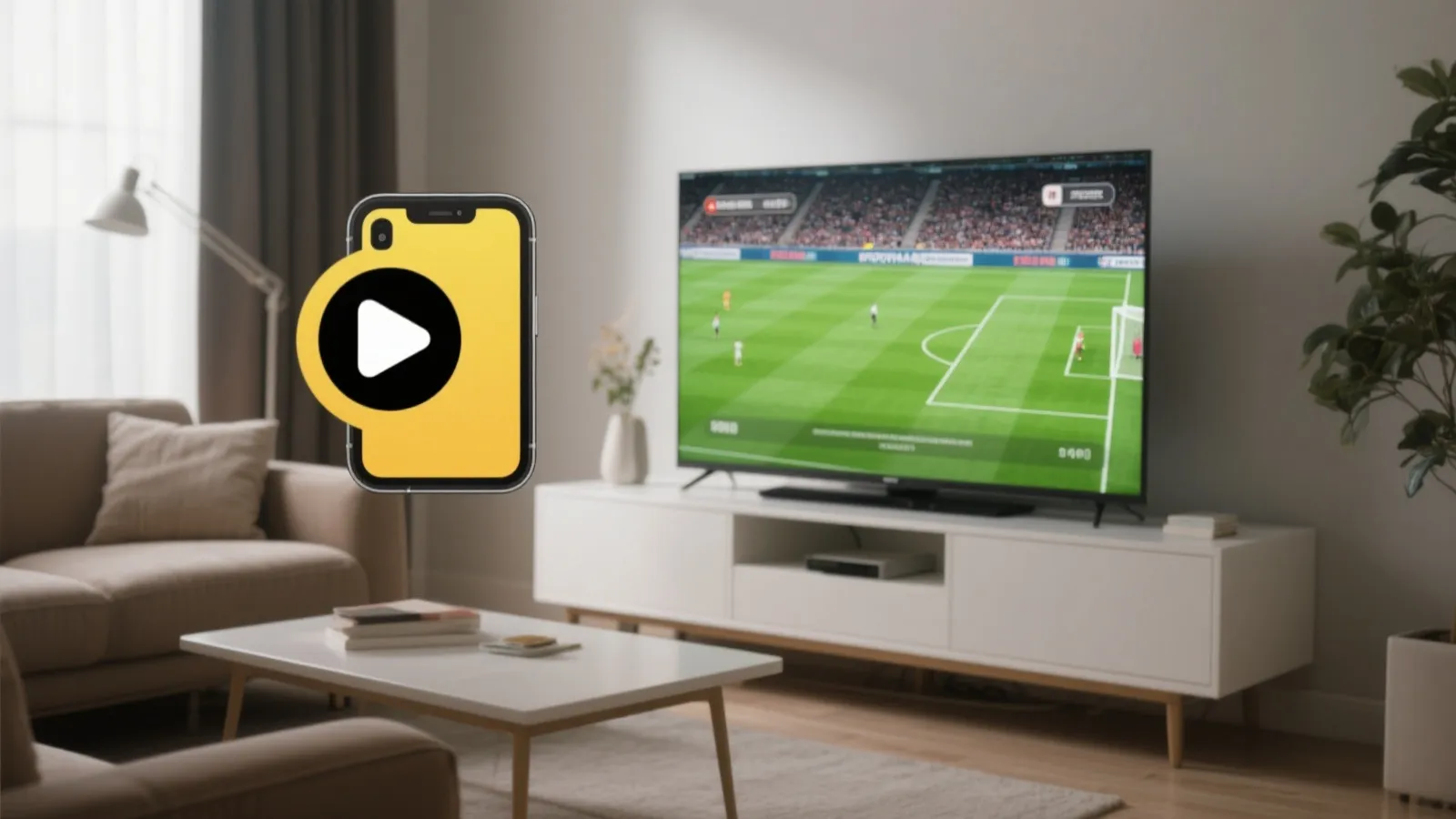 手机投屏到电视观看比赛示意图