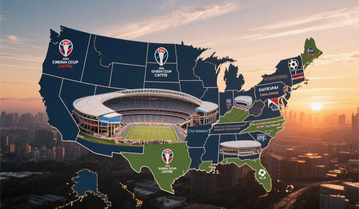 2026年世界杯北美三国主要球场与城市示意图